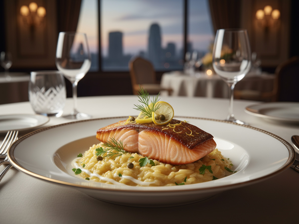 Lachsfilet auf Zitronenrisotto